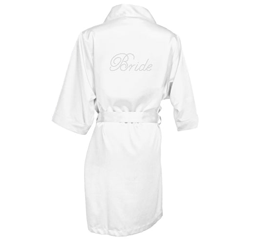 Rhinestone Bride Satin Robe - White
