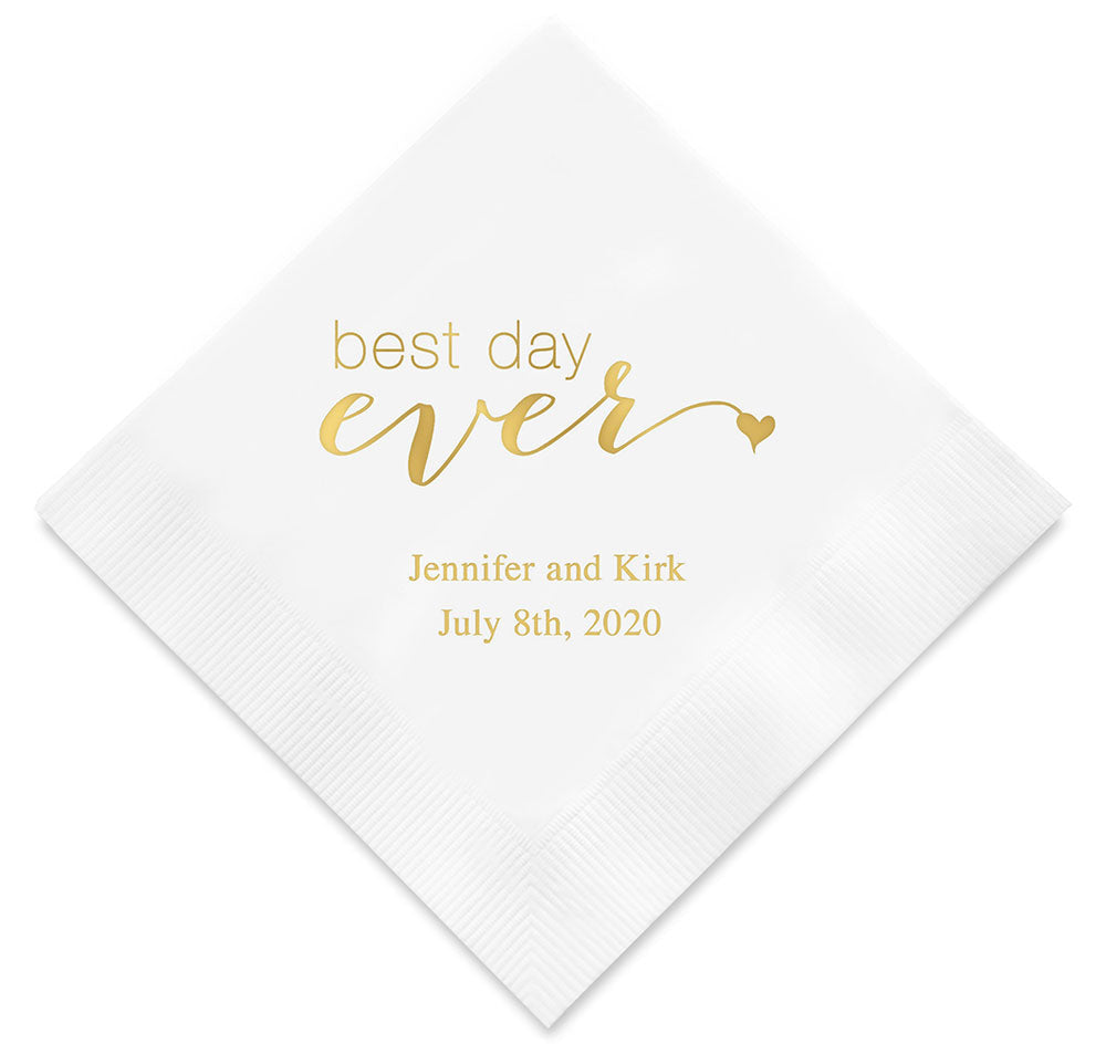 Best Day Ever Wedding Napkins - Script