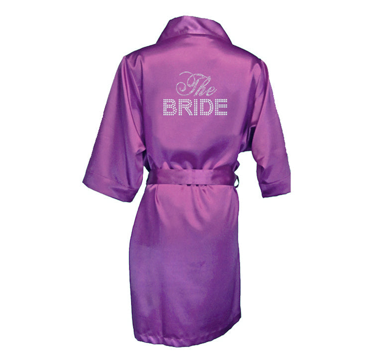 The Bride Rhinestone Satin Robe - Colored