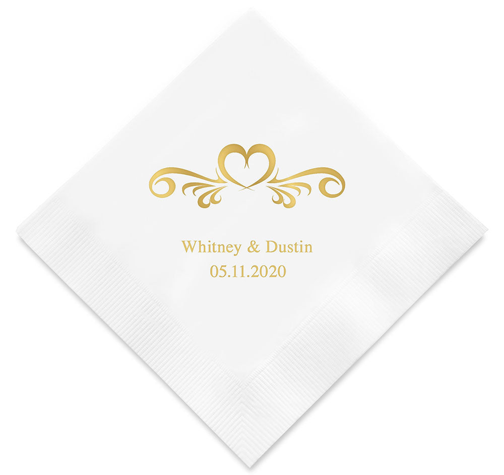Heart Swirl Personalized Wedding Napkins