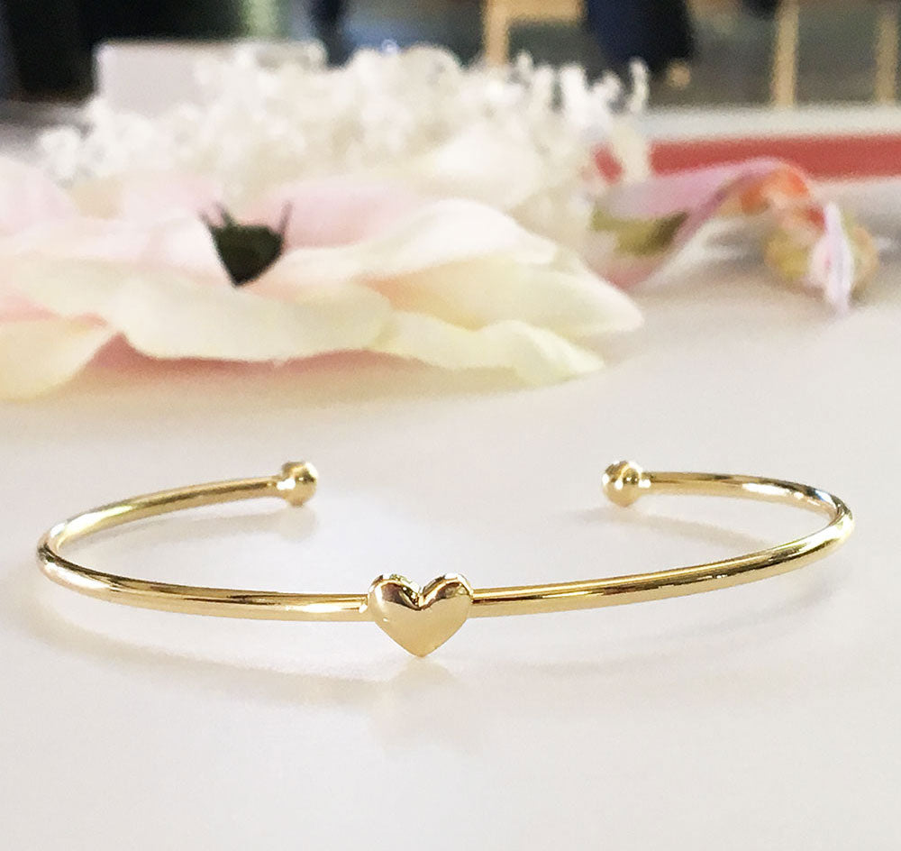 Gold Heart Bridesmaid Bracelet