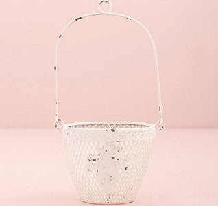 Shabby Chic Metal Flower Basket