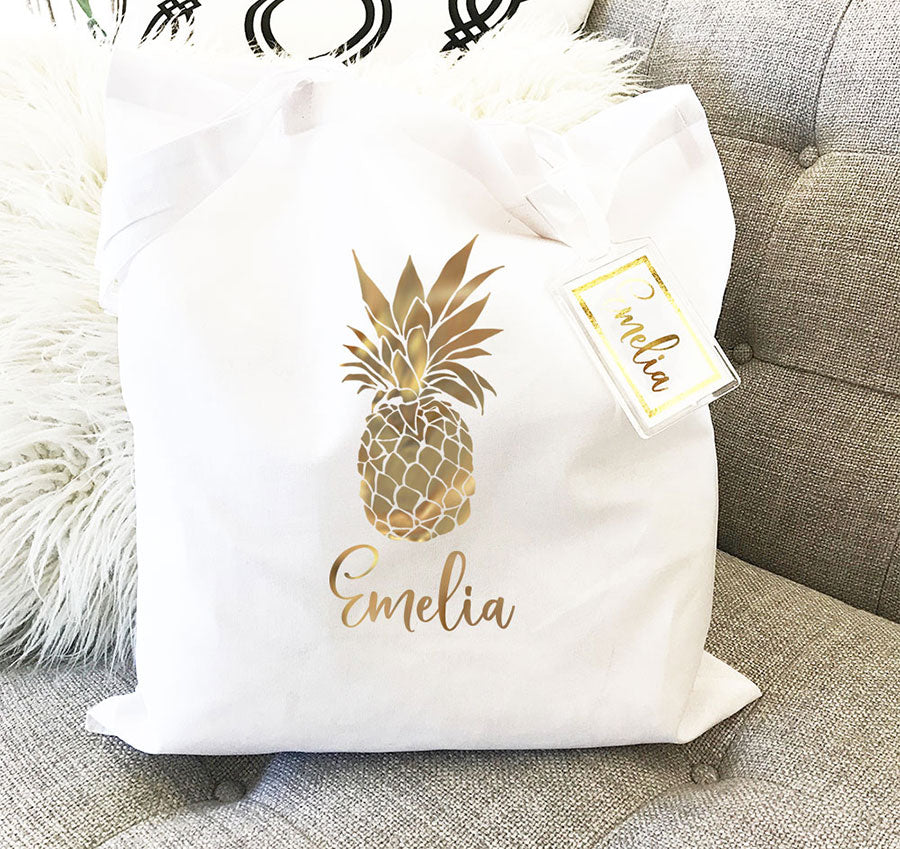 Personalized Tropical Foil Tote Bag