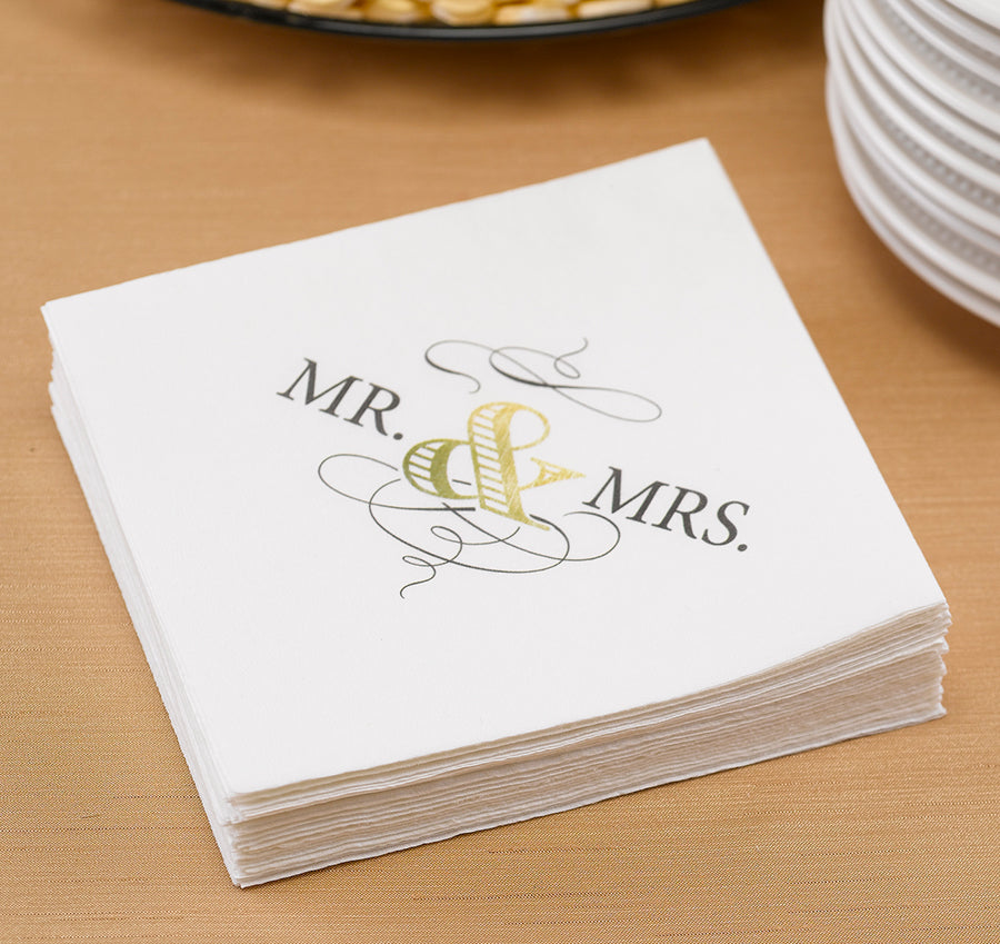 Mr. &amp; Mrs. Golden Elegance Wedding Napkins
