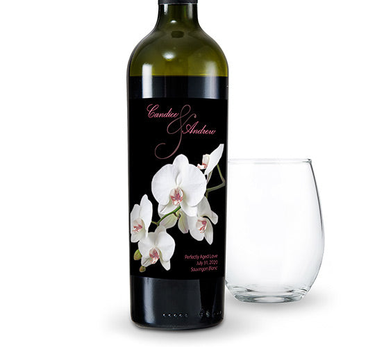 Classic Orchid Wedding Wine Labels