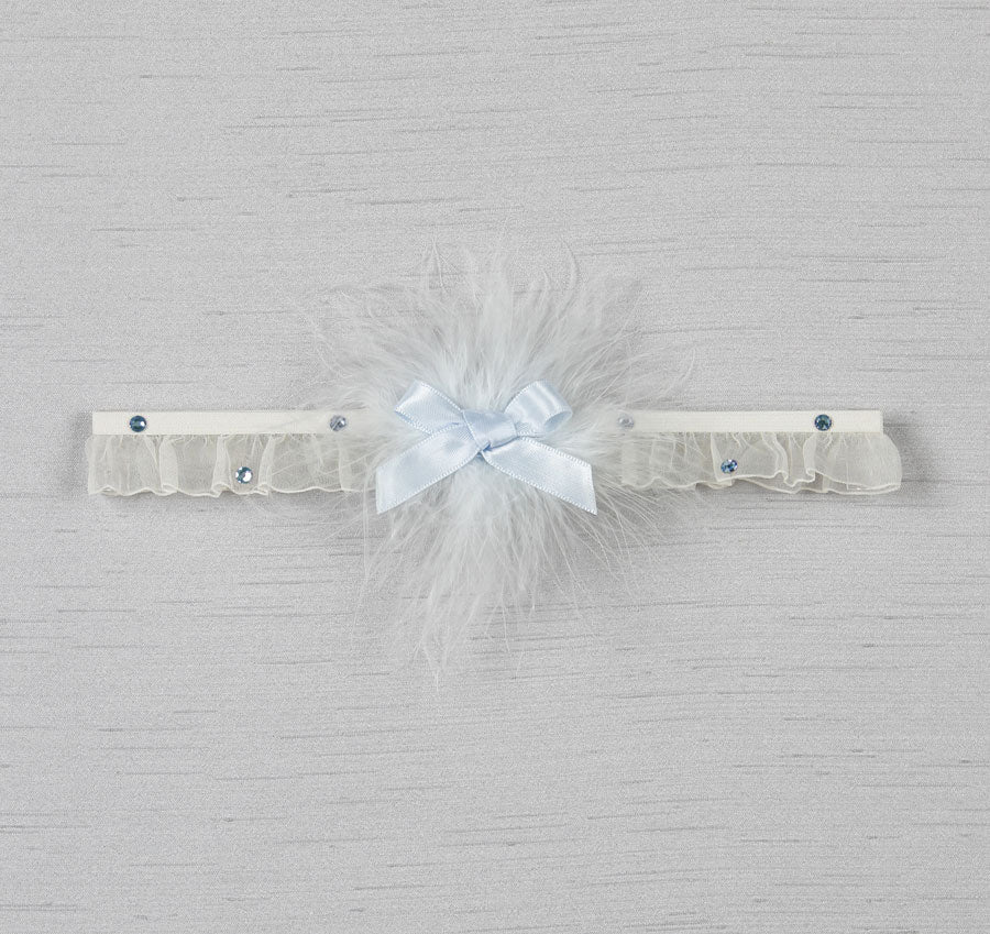 Naomi Elastic Bridal Garter with Blue Bow