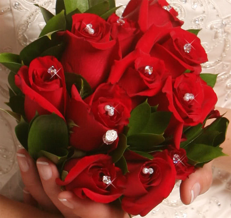 Swarovski Crystal &amp; Pearl Bouquet Pins - (Set of 6)