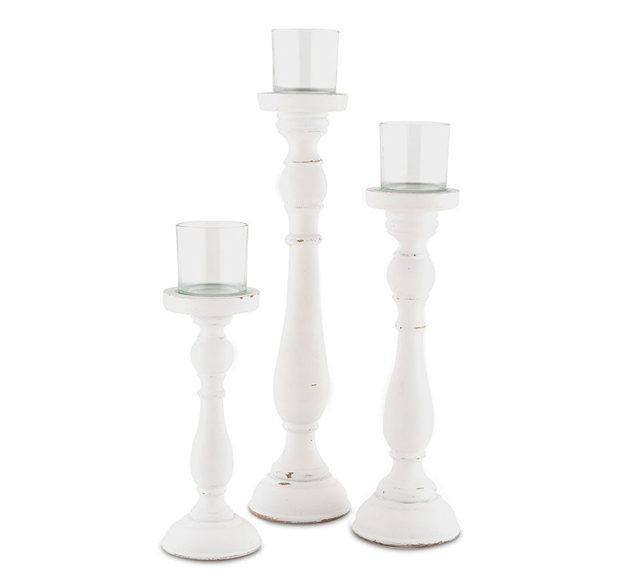 Shabby Chic Spindle Candle Holder Set