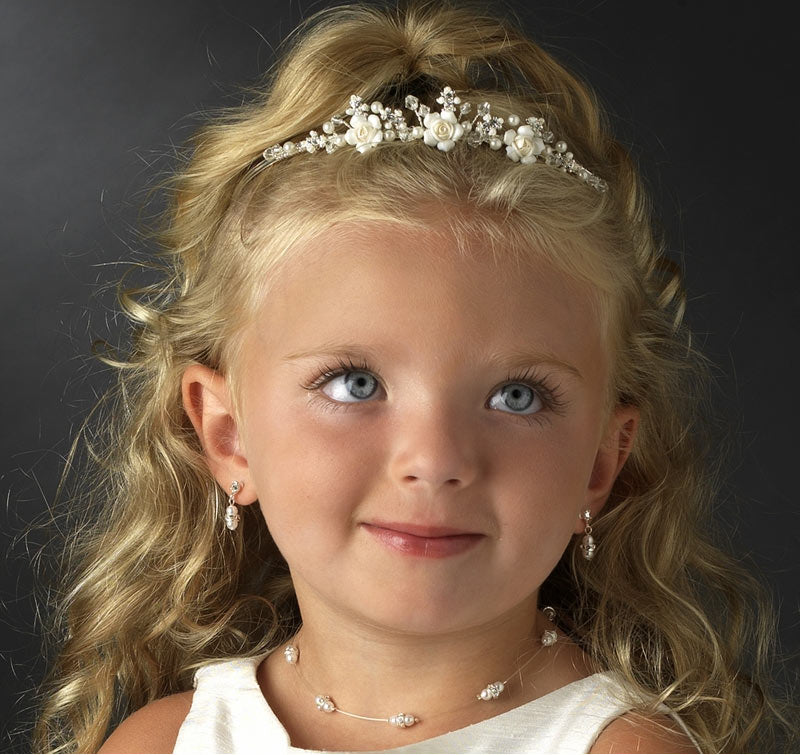 Flower &amp; Crystal Flower Girl Tiara