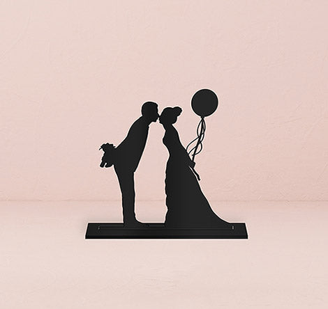 Leaning in Silhouette Acrylic Cake Topper - Black